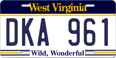 WV license plate DKA961