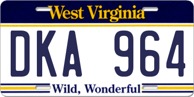 WV license plate DKA964