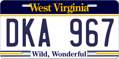 WV license plate DKA967