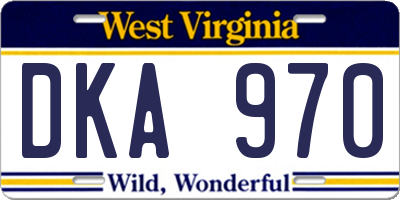 WV license plate DKA970
