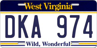 WV license plate DKA974