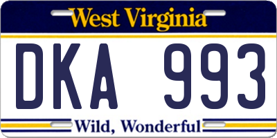 WV license plate DKA993