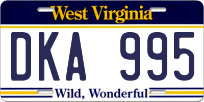 WV license plate DKA995
