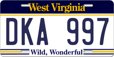 WV license plate DKA997