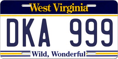 WV license plate DKA999