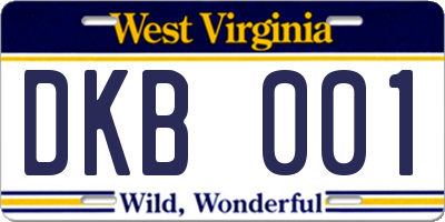 WV license plate DKB001