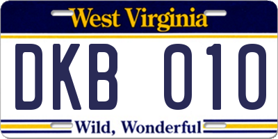 WV license plate DKB010