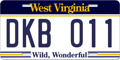 WV license plate DKB011