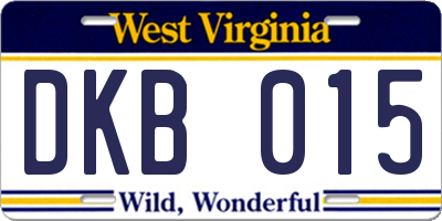 WV license plate DKB015