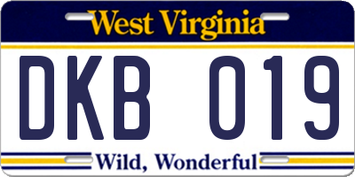 WV license plate DKB019