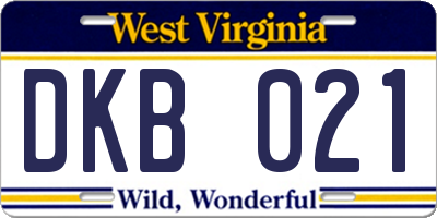 WV license plate DKB021