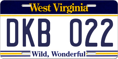 WV license plate DKB022