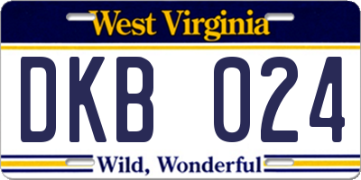 WV license plate DKB024