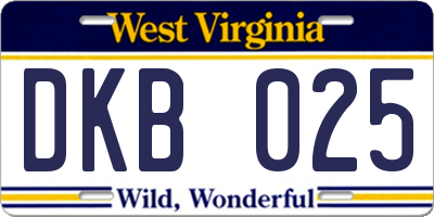 WV license plate DKB025