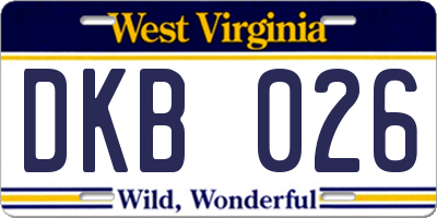 WV license plate DKB026