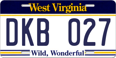 WV license plate DKB027