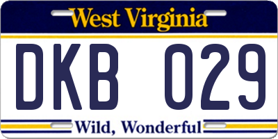 WV license plate DKB029