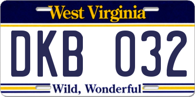 WV license plate DKB032