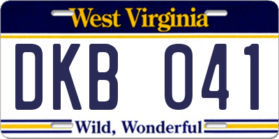 WV license plate DKB041