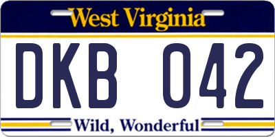 WV license plate DKB042