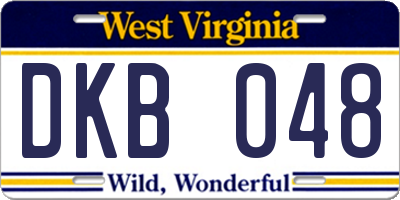 WV license plate DKB048