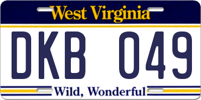 WV license plate DKB049