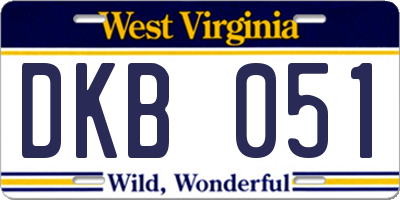 WV license plate DKB051