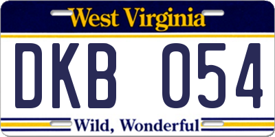 WV license plate DKB054