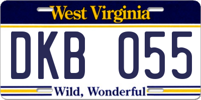 WV license plate DKB055