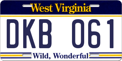 WV license plate DKB061