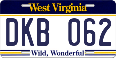 WV license plate DKB062