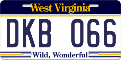 WV license plate DKB066