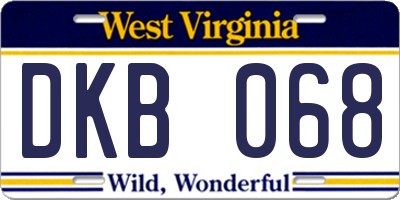 WV license plate DKB068