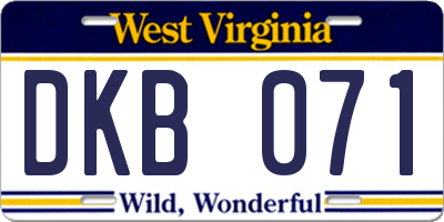 WV license plate DKB071