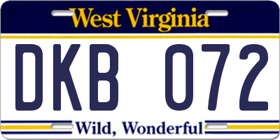 WV license plate DKB072