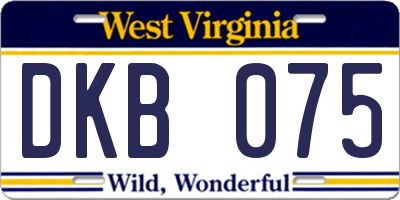 WV license plate DKB075