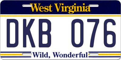 WV license plate DKB076