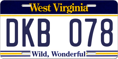 WV license plate DKB078