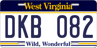 WV license plate DKB082