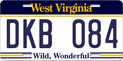 WV license plate DKB084
