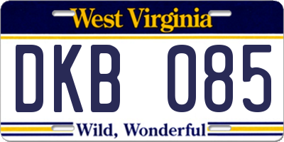 WV license plate DKB085