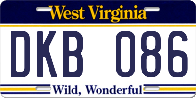 WV license plate DKB086