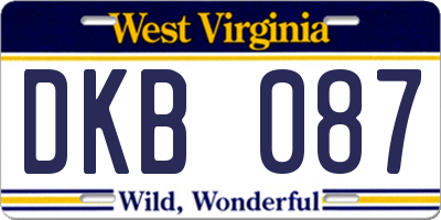 WV license plate DKB087