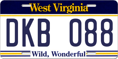 WV license plate DKB088