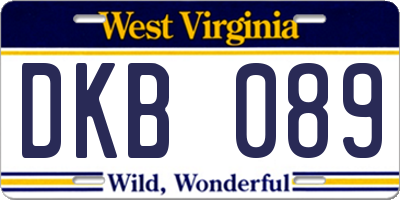 WV license plate DKB089