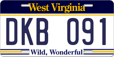 WV license plate DKB091