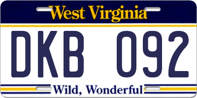 WV license plate DKB092