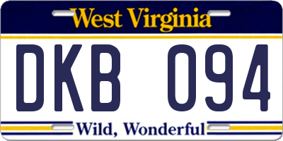 WV license plate DKB094