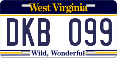 WV license plate DKB099