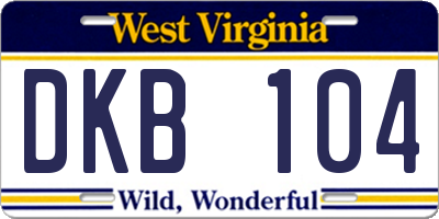 WV license plate DKB104